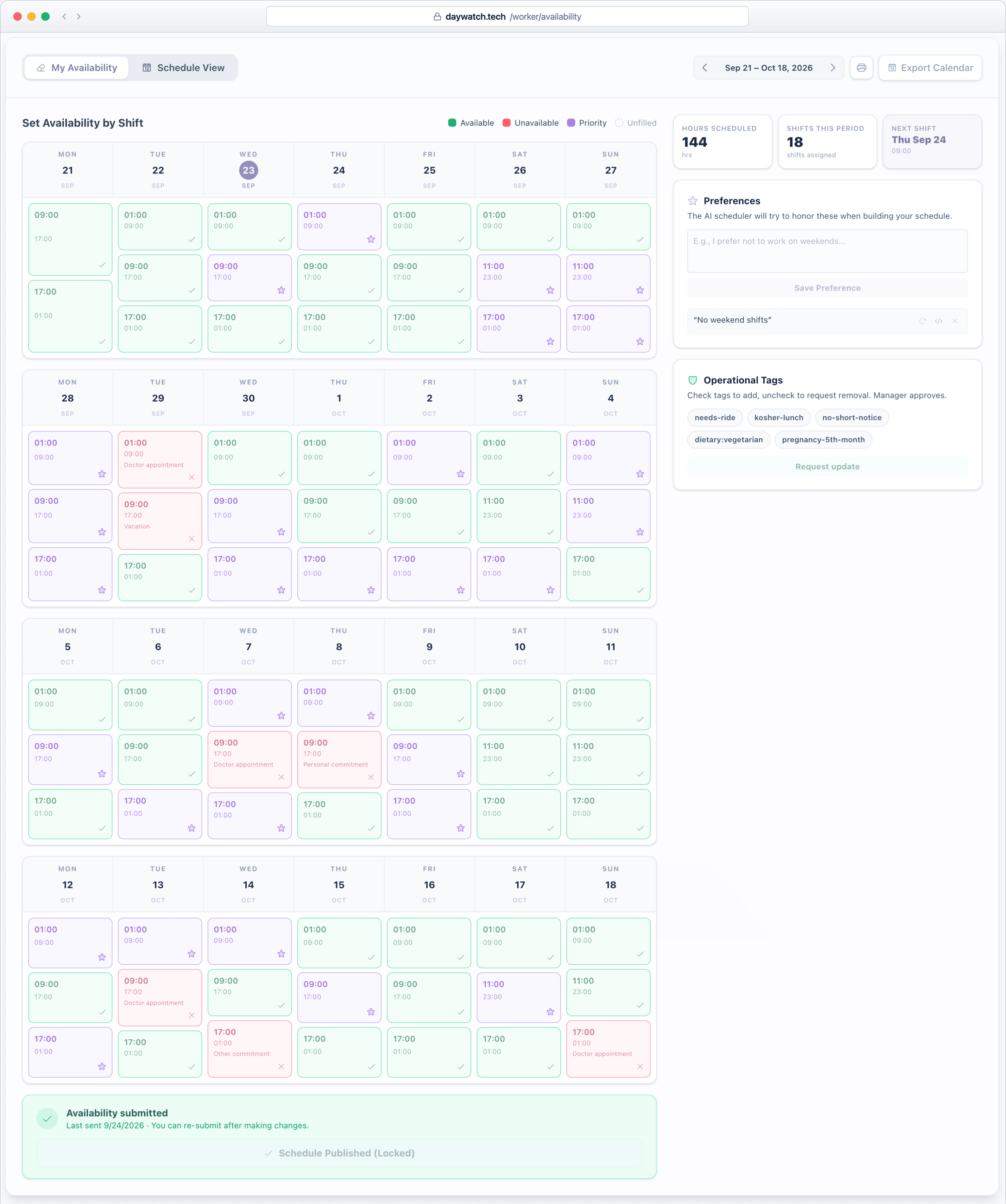Worker Availability Submission